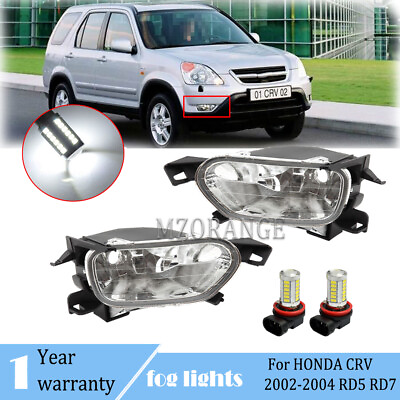LED Pair Front Bumper Front Fog Light Lamp For Honda CR V CRV 2002 04 Clear Lens $72.10