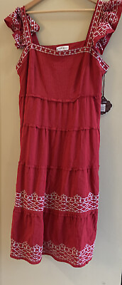 #ad Women’s Knox Rose Tiered Midi Dress Embroidered Red XXL $20.00