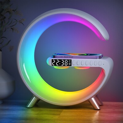 #ad Multifunctional Wireless Charger RGB Light Alarm Clock Speaker $124.90