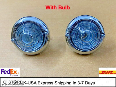 #ad Turn Signal Indicator Clear Glass Light Pair For Jeep Willys Ford Chrome A1436 7 $24.99