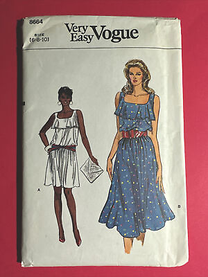 #ad 1980’s Misses Dress Sewing Pattern 6 8 10 Vogue 8664 UNCUT $14.99
