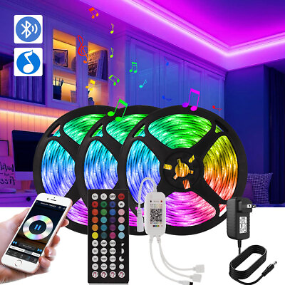 100ft 50ft LED Strip Lights 5050 RGB Bluetooth Color Change Remote for Rooms Bar $18.25