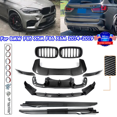 #ad Front Lip amp; Grill Rear Diffuser Side Skirt Roof Spoiler For BMW X5M F85 2014 18 $626.99