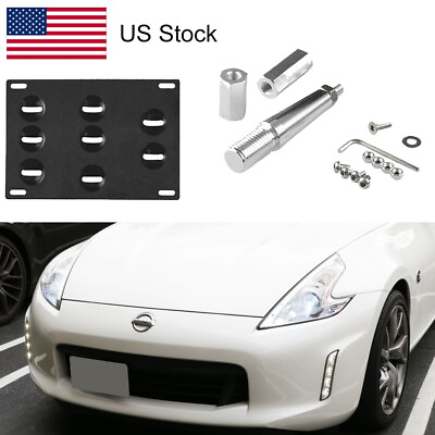 #ad Front Tow Hook License Plate Mounting Black Bracket Holder Kits For Nissan 370Z $25.99