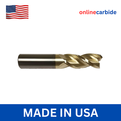 #ad 5 16quot; 3 FLUTE LONG CARBIDE END MILL FOR ALUMINUM .015 RADIUS ZRN COATED $33.95