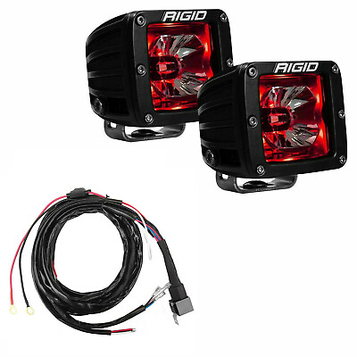 #ad Rigid Radiance Pod Pair Red LED Fog Light Backlight Set of 2 3quot;x3quot; 15V w Harness $295.18