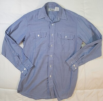 #ad Lot Of 5 Vintage Roebucks Sears Shirt Men Med Blue Work Wear 50 50 Lightweight $94.99