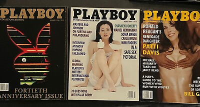 #ad 3 Vintage Playboy Magazines 01 94 40th Anniversary Issue March July 1994 Rare $15.75