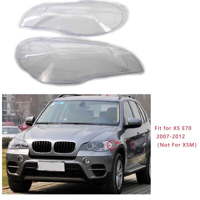#ad Pair Lens Lamp Cover Headlight Cover Lampshade for BMW X5 E70 07 2012 US Stocker $48.69