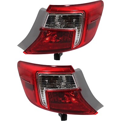 #ad Halogen Tail Light Set For 2012 2014 Toyota Camry Outer Clear Red w Bulbs 2Pcs $68.51