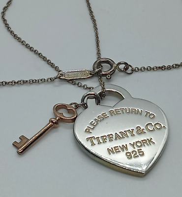 #ad Tiffany amp; Co. Return to Heart Key Rubedo Necklace 15quot; Silver 925 $209.99