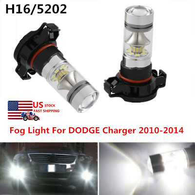 #ad Pair 100W Fog Lights For DODGE Charger 2010 2014 6000K White LED Bulbs lamp $12.47