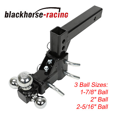#ad HD 3 BALL ADJUSTABLE DROP TURN TRAILER TOW 2quot; HITCH MOUNT TOWING TRUCK SOLID $95.99