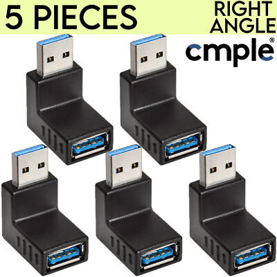 #ad 5 x USB 3.0 Right Angle Adapter USB Coupler Gender Changer 90 Degree USB Adapter $13.99