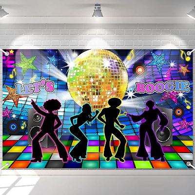 #ad Disco Backdrop Back to 70S 80S 90S Dance Party Decorations Banner Let#x27;S Boogie B $28.99