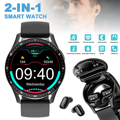 #ad 2 in 1 Smart Watch W Earbuds For IOS Android Waterproof Wireless 5.0 Bluetooth $42.99