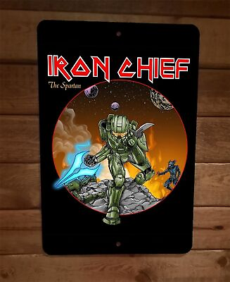 #ad Iron Chief The Spartan Halo Maiden Parody 8x12 Metal Wall Sign $19.95