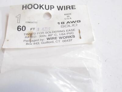 #ad HOOK UP WIRE 18 GAUGE SINGLE SOLID STRAND 60 FEET BLACK NEW M50 $9.45