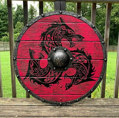 #ad Handmade Medieval Dragon Viking Shield Wood amp; Steel LARP SCA Warrior Shield $186.28
