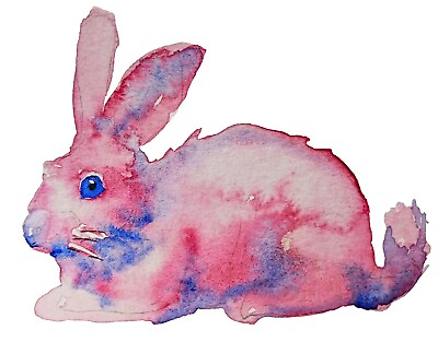 #ad ACEO Pink Rabbit art original signed paintinghome designpet lover best gift $9.95