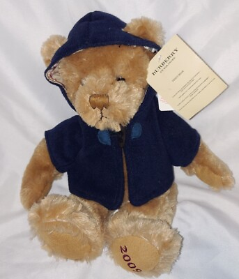 #ad Burberry Fragrance Teddy Bear Plush Nova Check Plaid Blue Hooded Jacket 2009 $24.99