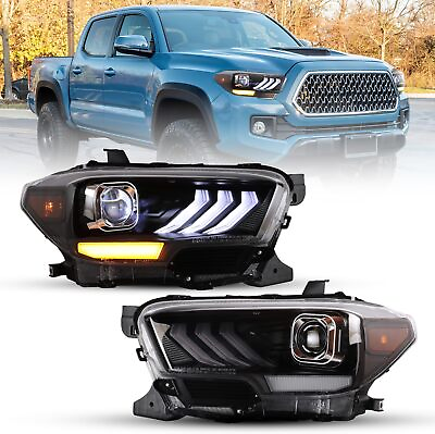 #ad for 2016 2023 Toyota Tacoma LED Black Projector Headlights Signal Front Lamp $349.99