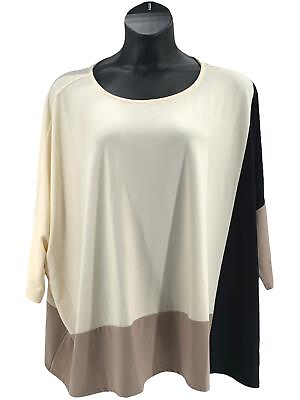 #ad WynneLayers Luxe Crepe Easy Fit Top Cream Multi $23.99