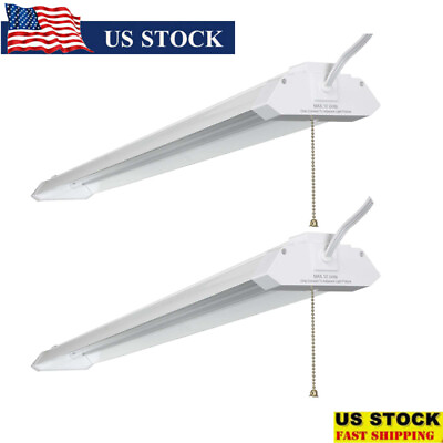 #ad 2 Pack LED Shop Light Linkable 4FT Daylight Ceiling Garage 5000 Lumen Hang White $87.46