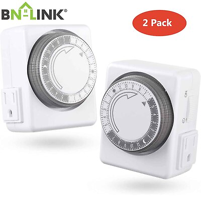 2Pcs Indoor 24 Hr Plug In Grounded Daily Mechanical 2 Outlet Timer Light Switch $12.74