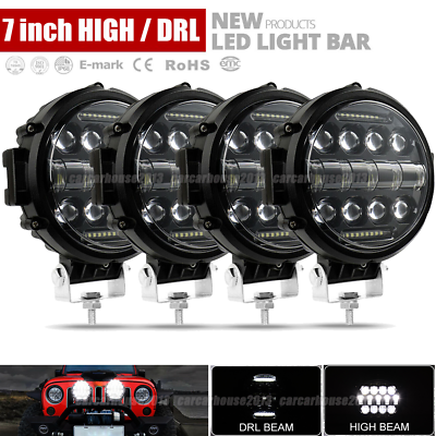 4X 7quot;inch 144W DRL Round Off Road Led Work Lights Fit Jeep Bumper Truck Boat 4WD $115.99