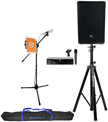 #ad JBL IRX112BT 12quot; 1300w Bluetooth Karaoke Machine SystemStandsAKG Wireless Mic $559.90