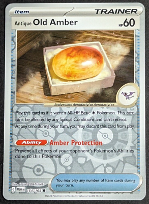 #ad Antique Old Amber Reverse Holo NM 154 165 Scarlet amp; Violet 151 Pokemon Card $1.99