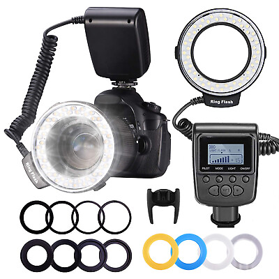 Neewer 48 Macro LED Ring Flash Light with LCD Display Screen Adapter Rings $35.99