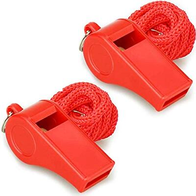 #ad Whistle Red Emergency Whistle with Lanyard 2PCS Super Loud Plastic Whistles $10.11