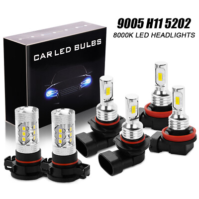 6pcs 2007 2015 LED Headlights Fog Bulbs Kit 8000K For Chevy Silverado 1500 2500 $25.99
