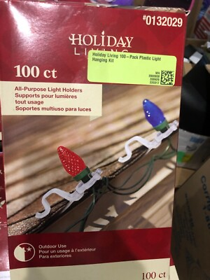#ad Holiday Living 100 CHRISTMAS LIGHT HOLDERS hangers roof clips gutters $7.09