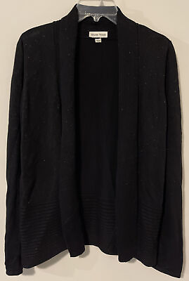 #ad Studio Womens Small Black Open Front Long Sleeved Cardigan A2732 $16.99
