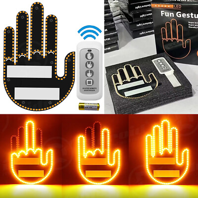 #ad New Funny Car Middle Finger Gesture Sign Light amp; Remote for Car Truck SUV Seadan $19.99