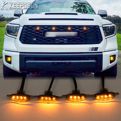 #ad For Toyota Tacoma Tundra Raptor Grille LED Lights Smoked Lens Front Amber Light $15.86