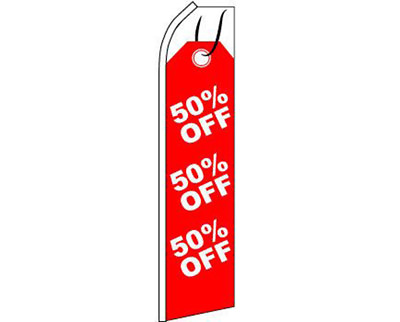 50% Off 50% Off 50% Off Red White Swooper Super Feather Advertising Flag $19.88