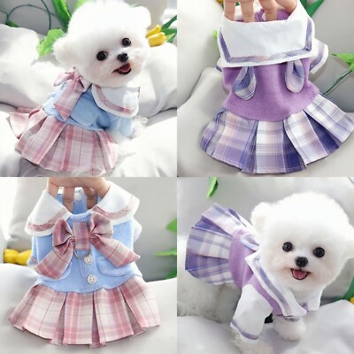 #ad Dog Clothes Puppy Dress Skirt Cat Dog Harness Knitted Sweater Warm Coat Poodle` $11.85