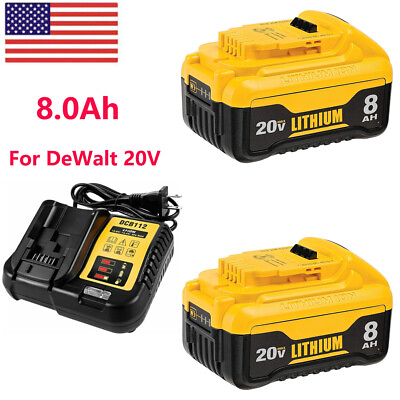 #ad 8.0AH 20V Battery Replacement for DeWalt Max DCB206 2 DCB200 amp; DCB112 Charger $65.69