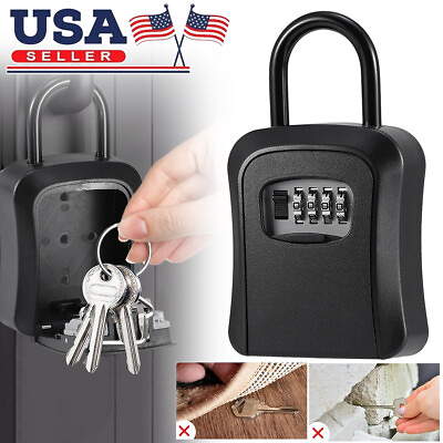 #ad 4 Digit Combination Key Safe Lock Box Waterproof Hanging Security Safe Large $14.58