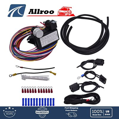 #ad 12 Circuit Universal Wire Harness 14 Fuse 12v Street Hot Rat Muscle Car Hot Rod $39.60