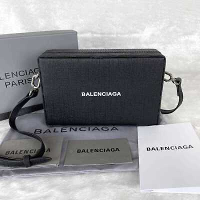#ad BALENCIAGA Shoulder Bag Crossbody Logo Leather Black women#x27;s USED FROM JAPAN $214.00