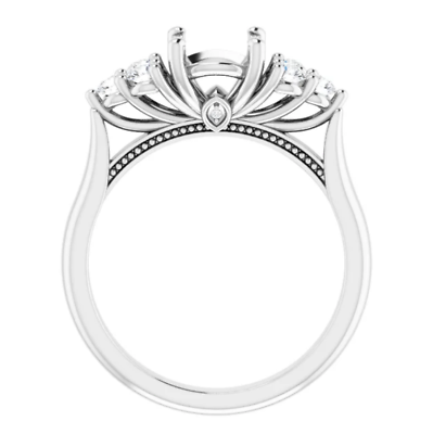 #ad Vintage Custom Round 7mm Natural Diamond Bridal Women Ring Semi Mount 14K Gold $695.00