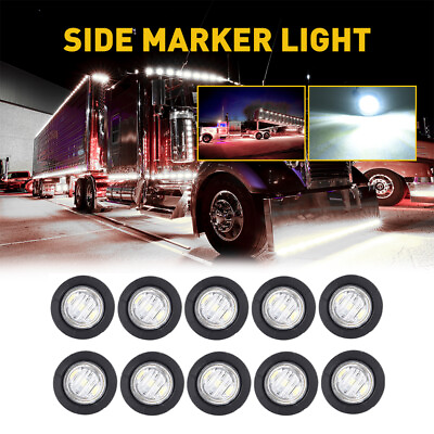 #ad 10 20X 3 4quot;LED Mini Marker Side Round lights Truck RV Trailer White Bullet Light $11.99