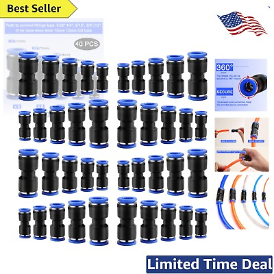 #ad 40 Pcs Quick Connect Straight Push Connectors OD Push to Connect Fittings K... $27.99