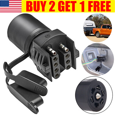 #ad #ad 7 Way Round to 4 5 Pins Flat Trailer Adapter Wiring Plug For Truck RV Tow Lights $8.85
