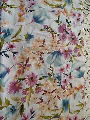 #ad Specialty Cotton Pink Blue Floral Clip Dot Light Fabric Shabby Chic 1 yd 23quot; $12.99
